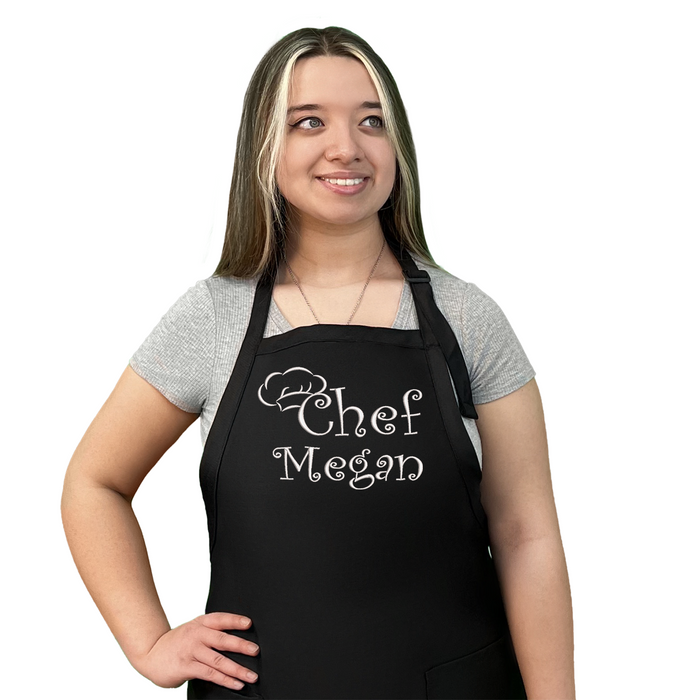 Personalized Apron Embroidered Chef Any Name Design Add a Name, premium quality apron with embroidery, great gift personalized apron
