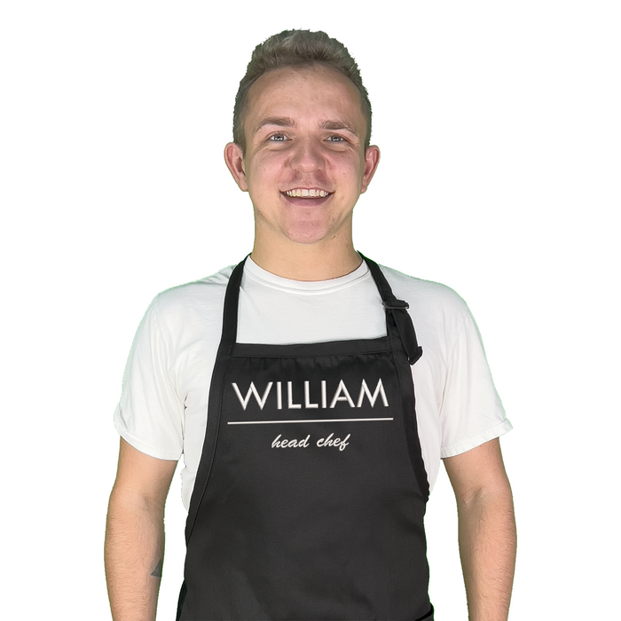 Personalized Chef Name Embroidered Apron, customized chef apron, head chef adult apron, Fathers day gift, Gifts for Dad, Dad apron, Men's apron, Mothers day gift, Head chef apron